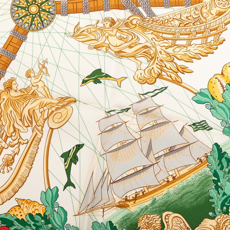 Hermes Balade Oceane Sea Walk Scarf Red White Multi Color Silk — view 4