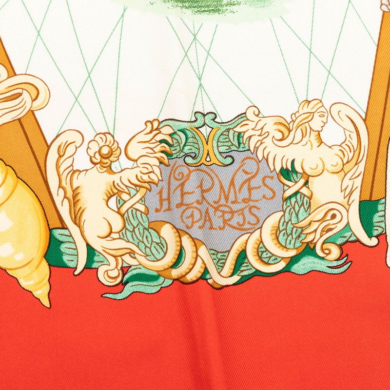 Hermes Balade Oceane Sea Walk Scarf Red White Multi Color Silk — view 6