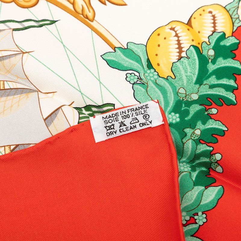 Hermes Balade Oceane Sea Walk Scarf Red White Multi Color Silk — view 8