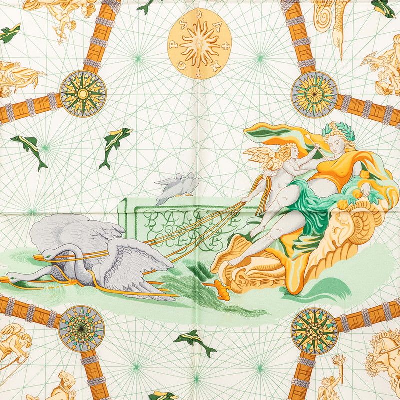 Hermes Balade Oceane Sea Walk Scarf Red White Multi Color Silk — view 3