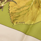 Hermes Carre 90 Tourbillon Fallen Leaves Swirl Scarf Green Gray Silk — view 7