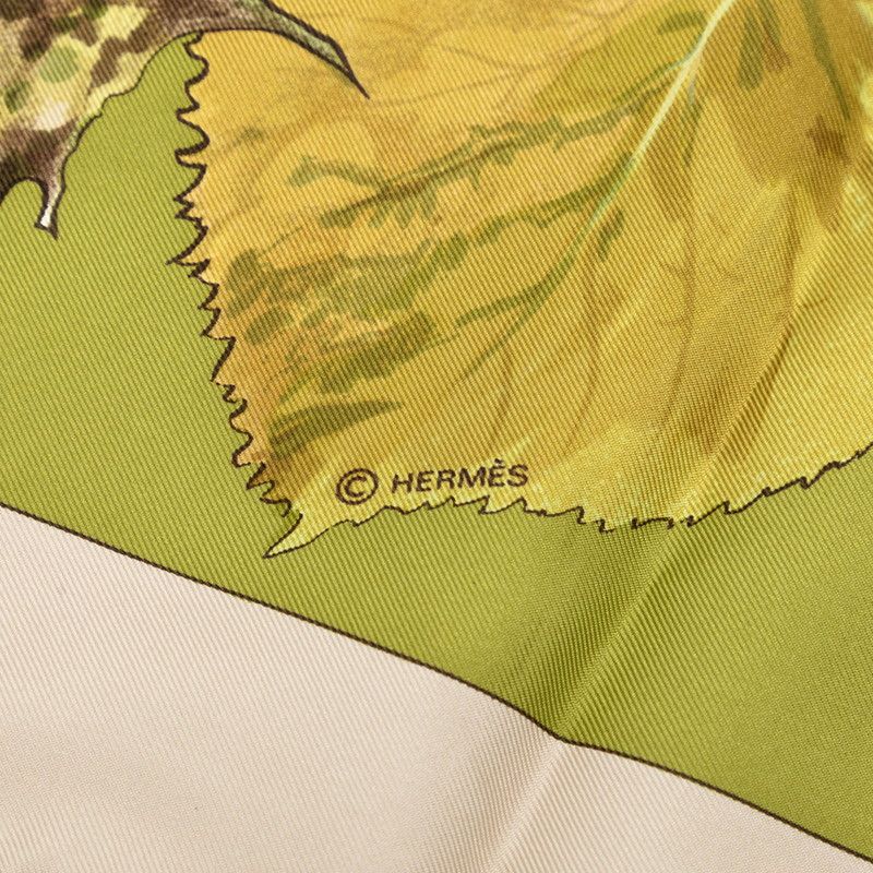 Hermes Carre 90 Tourbillon Fallen Leaves Swirl Scarf Green Gray Silk — view 7