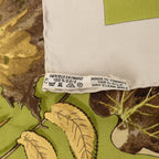 Hermes Carre 90 Tourbillon Fallen Leaves Swirl Scarf Green Gray Silk — view 8