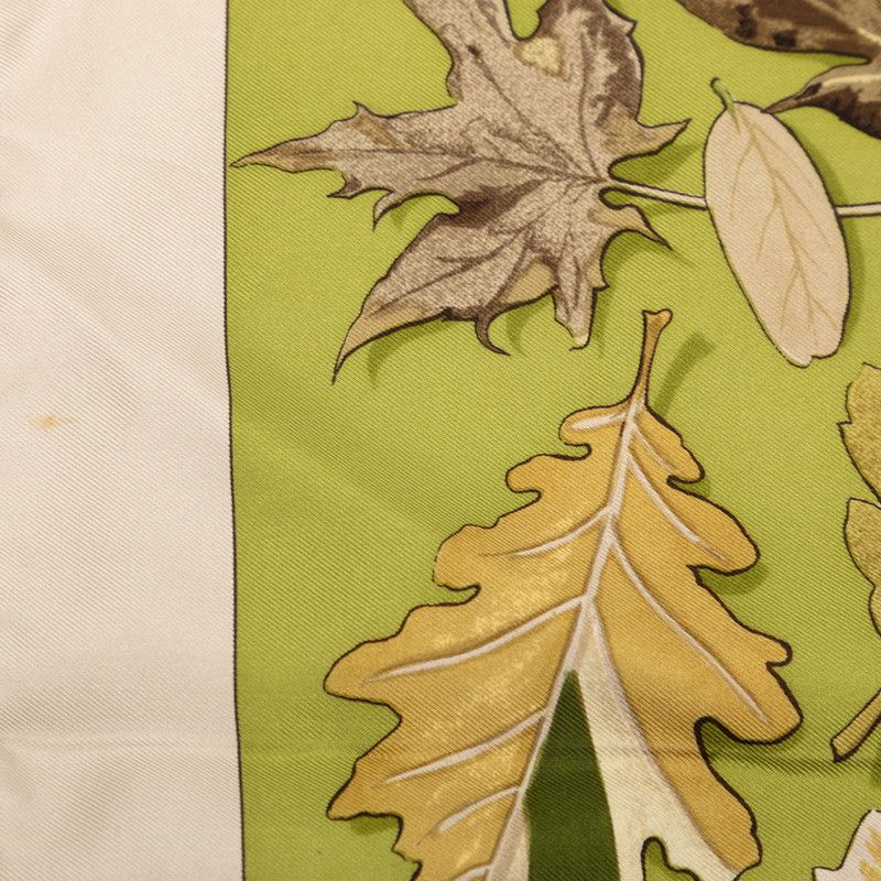 Hermes Carre 90 Tourbillon Fallen Leaves Swirl Scarf Green Gray Silk — view 4