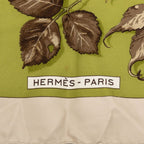 Hermes Carre 90 Tourbillon Fallen Leaves Swirl Scarf Green Gray Silk — view 6