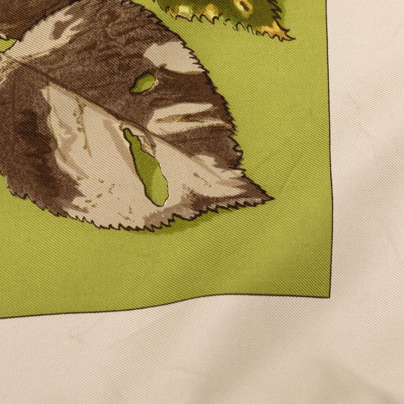 Hermes Carre 90 Tourbillon Fallen Leaves Swirl Scarf Green Gray Silk — view 5