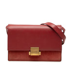 Saint Laurent Belle Chasse Crossbody Shoulder Bag Red Leather Suede