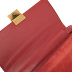Saint Laurent Belle Chasse Crossbody Shoulder Bag Red Leather Suede — view 4
