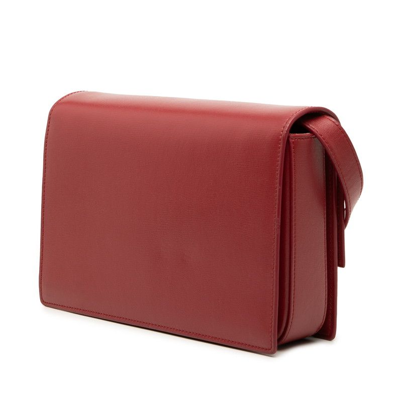 Saint Laurent Belle Chasse Crossbody Shoulder Bag Red Leather Suede — view 2