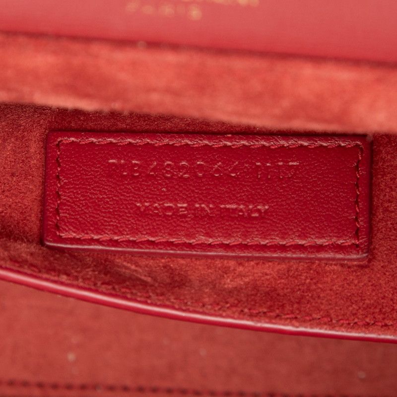 Saint Laurent Belle Chasse Crossbody Shoulder Bag Red Leather Suede — view 7