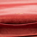 Saint Laurent Belle Chasse Crossbody Shoulder Bag Red Leather Suede — view 6