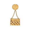 Chanel CC Logo Quilted Bag Motif Brooch Gold Plated