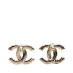 Chanel CC Logo Stud Earrings Gold Plated Rhinestone — view 2