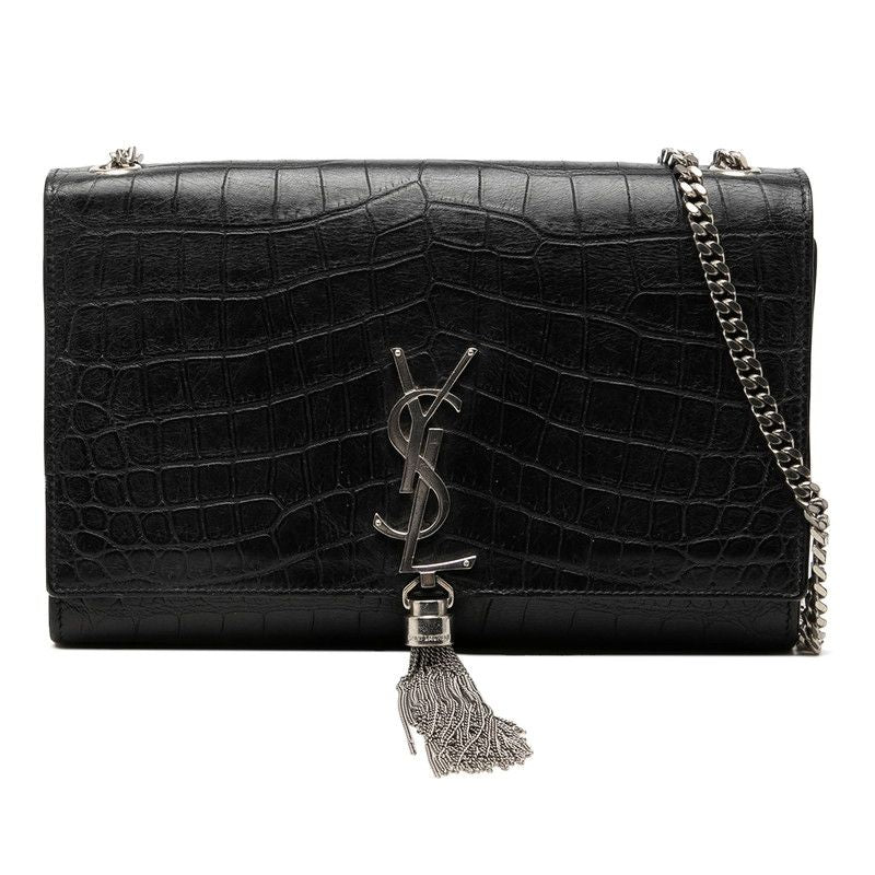 Saint Laurent YSL Monogram Classic Kate Croco Shoulder