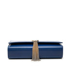 Saint Laurent YSL Monogram Classic Kate Tassel Chain Shoulder Bag Blue Gold — view 3