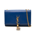 Saint Laurent YSL Monogram Classic Kate Tassel Chain Shoulder Bag Blue Gold