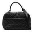 Chanel Quilted CC Logo Boss Sling Bag Chain 2-Way Black Lambskin