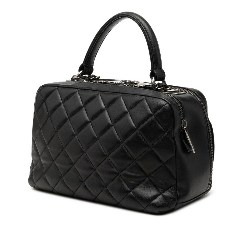 Chanel Quilted CC Logo Boss Sling Bag Chain 2-Way Black Lambskin — view 2