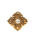 Chanel Vintage Diamond Brooch Gold Plated Faux Pearl