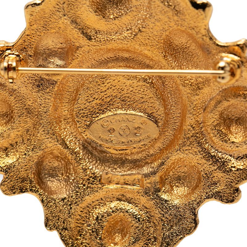 Chanel Vintage Diamond Brooch Gold Plated Faux Pearl — view 3