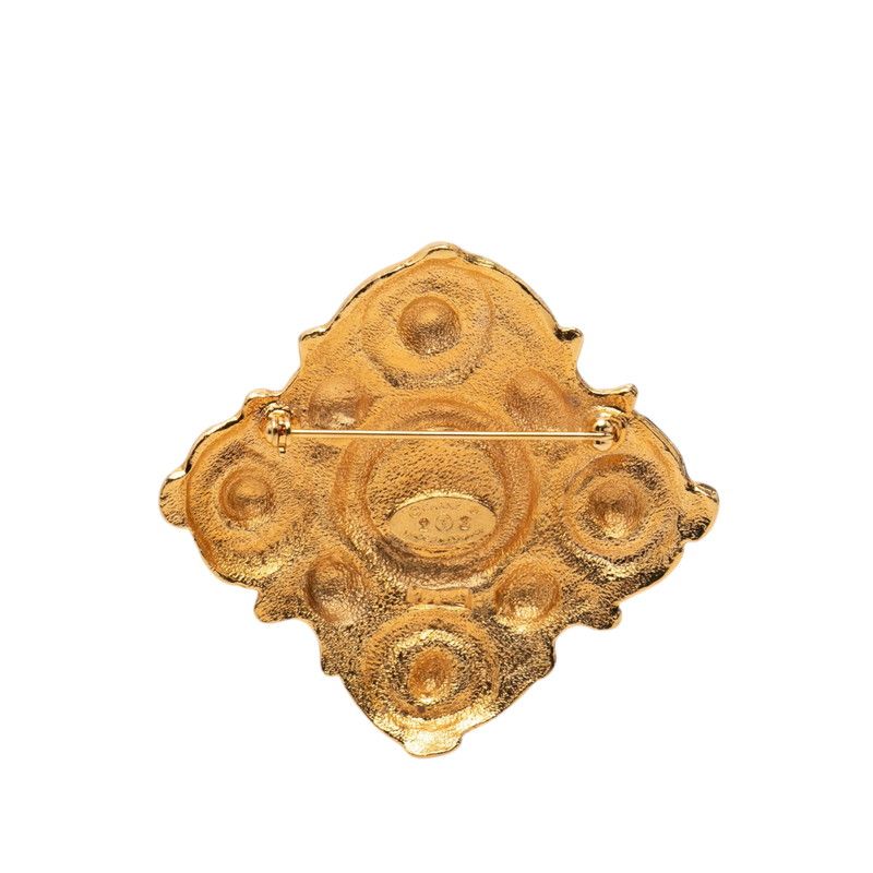 Chanel Vintage Diamond Brooch Gold Plated Faux Pearl — view 2