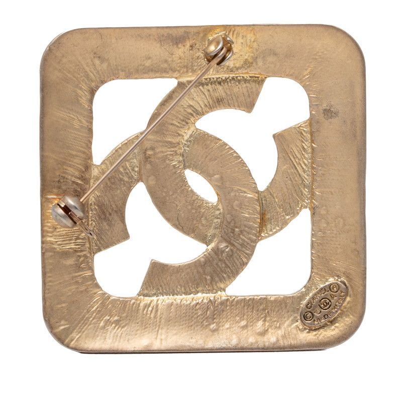 Chanel Vintage CC Logo Diamond Brooch Gold Plated — view 2