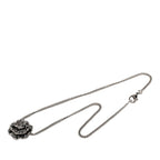 Chanel Camellia CC Logo Necklace Silver Black Metal Rhinestone — view 3