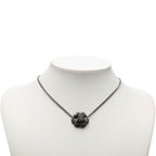 Chanel Camellia CC Logo Necklace Silver Black Metal Rhinestone — view 6