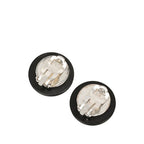 Chanel CC Logo Earrings Silver Black Metal Rhinestone — view 2