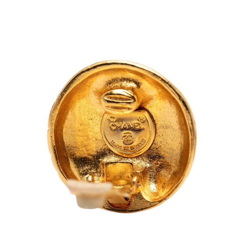 Chanel Vintage Logo Round Earrings Gold Plated — view 3