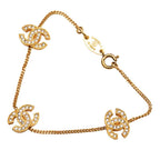 Chanel Vintage CC Logo Bracelet Gold Plated Rhinestone — view 2