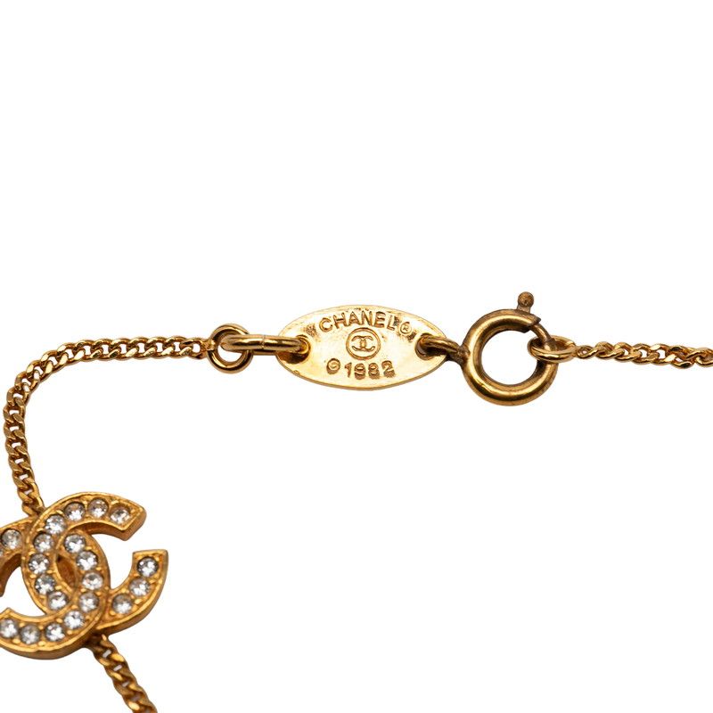 Chanel Vintage CC Logo Bracelet Gold Plated Rhinestone — view 4