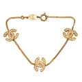Chanel Vintage CC Logo Bracelet Gold Plated Rhinestone
