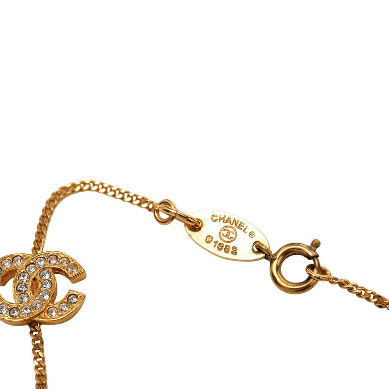 Chanel Vintage CC Logo Bracelet Gold Plated Rhinestone — view 5
