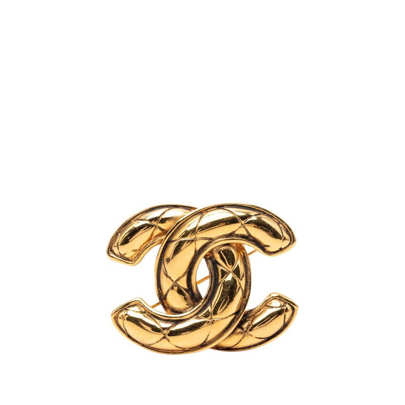 Chanel Quilted CC Logo Brooch Gold Plated