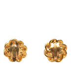 Chanel Vintage Flower Motif Earrings Gold Plated Faux Pearl — view 2