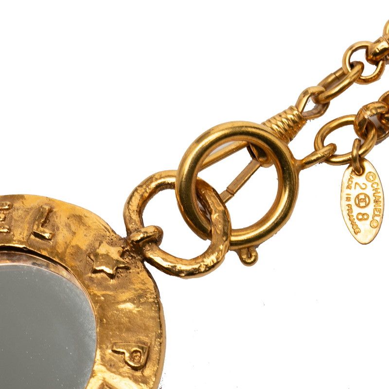 Chanel Vintage CC Logo Mirror Pendant Chain Rogue Gold Plated — view 4