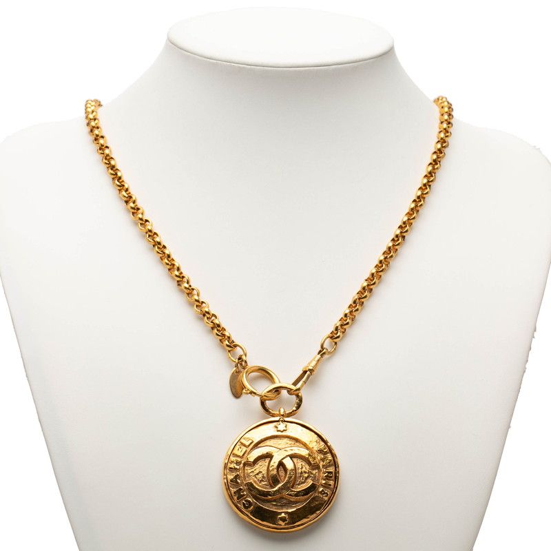Chanel Vintage CC Logo Mirror Pendant Chain Rogue Gold Plated — view 6
