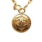 Chanel Vintage CC Logo Mirror Pendant Chain Rogue Gold Plated