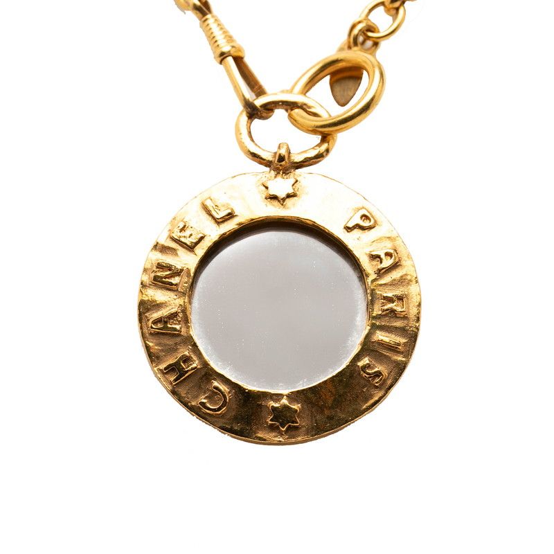 Chanel Vintage CC Logo Mirror Pendant Chain Rogue Gold Plated — view 2