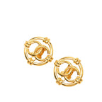 Chanel Vintage CC Logo Earrings Gold Plated