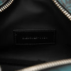 Saint Laurent Logo Botanical Palm Leaf Print Pouch Clutch Green Black Grained — view 6