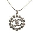 Chanel CC Logo Necklace Silver Metal Rhinestone