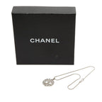 Chanel CC Logo Necklace Silver Metal Rhinestone — view 5