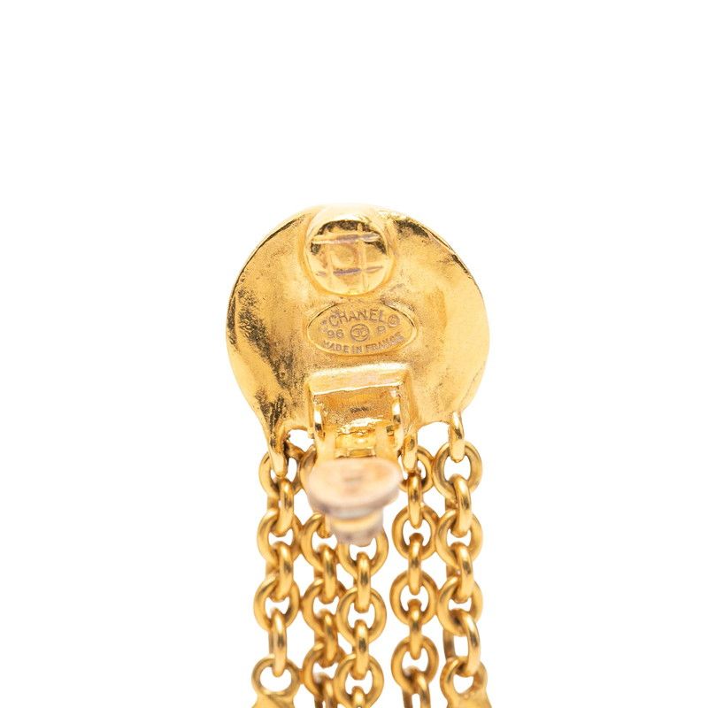 Chanel Vintage CC Logo Swing Earrings Gold Plated — view 3