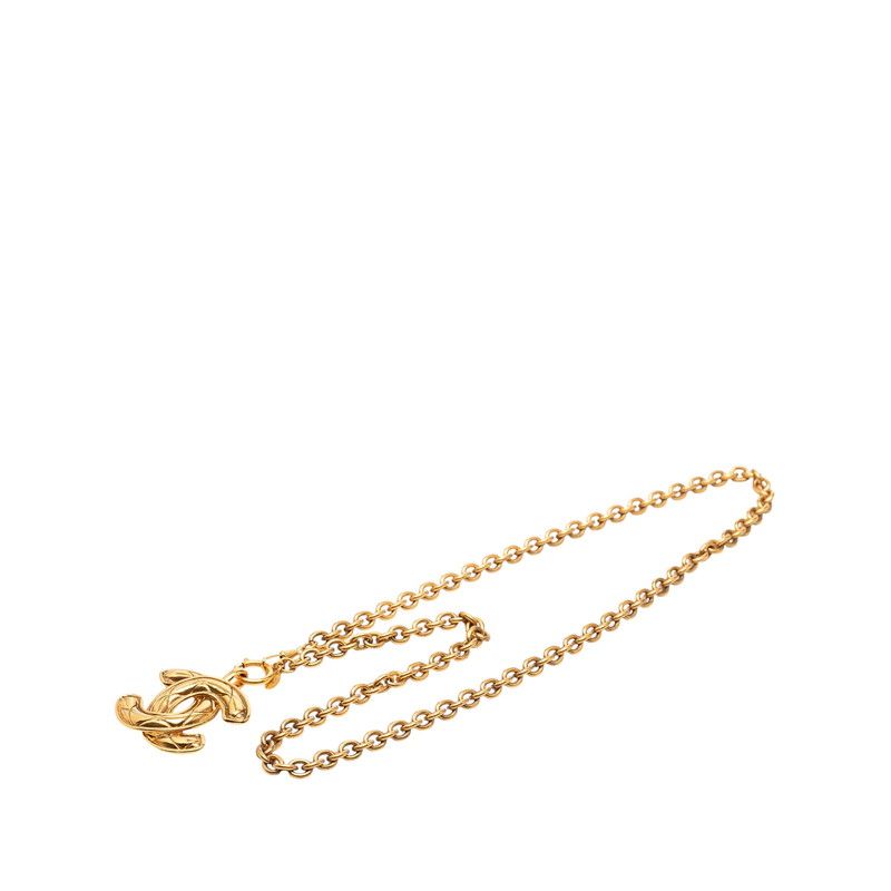 Chanel Quilted CC Logo Log Chain Necklace Gold Plated — view 3