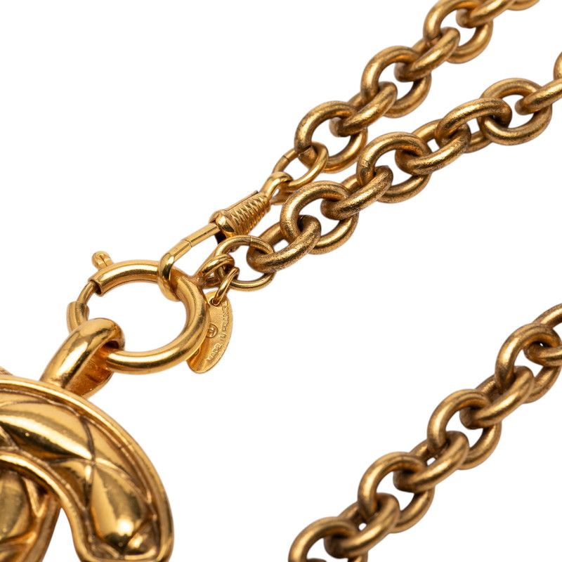 Chanel Quilted CC Logo Log Chain Necklace Gold Plated — view 4