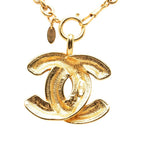 Chanel Quilted CC Logo Log Chain Necklace Gold Plated — view 2