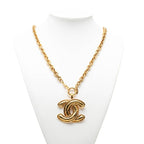 Chanel Quilted CC Logo Log Chain Necklace Gold Plated — view 6