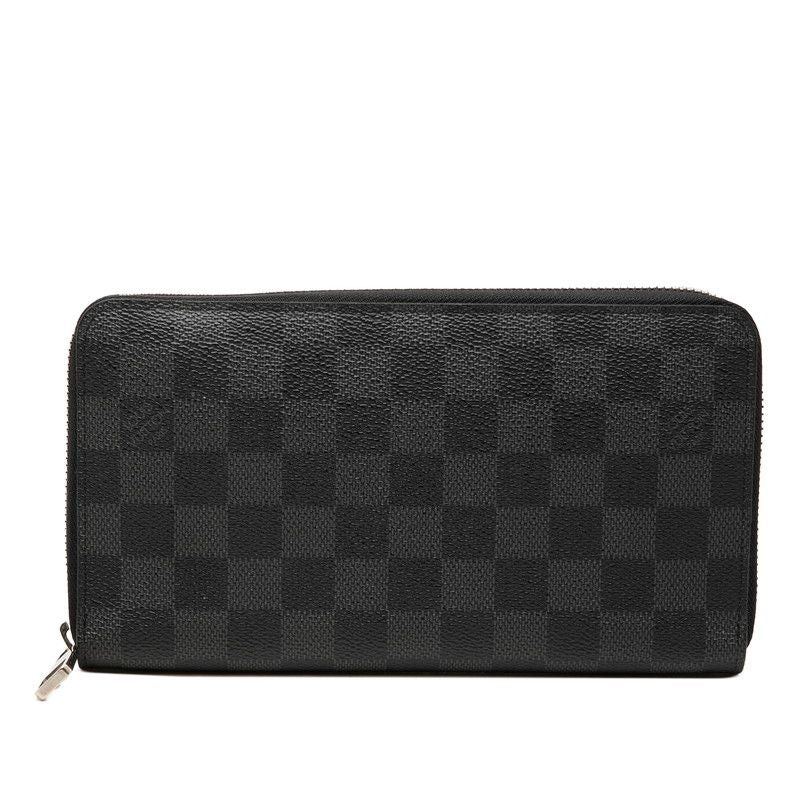 Louis Vuitton Damier Graphite Zippy Organizer Zip Around Wallet Black Leather
